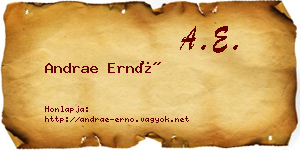 Andrae Ernő névjegykártya